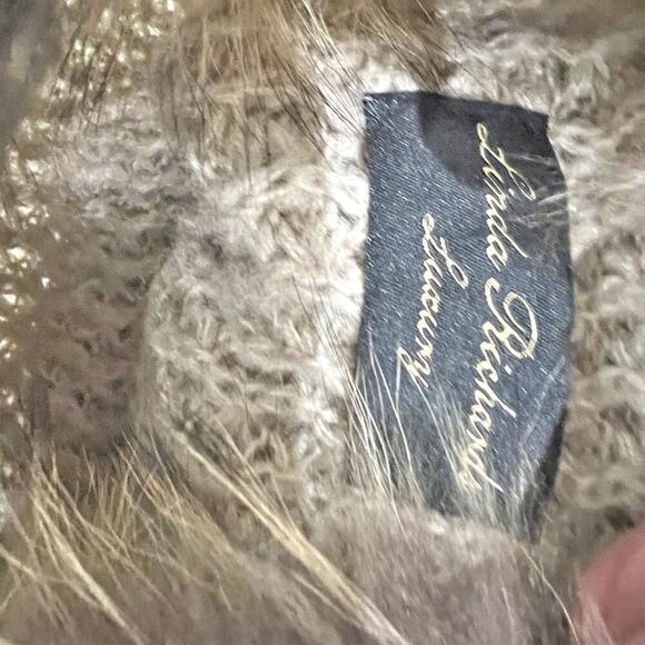 Linda Richards Wool Blend Fur-Trimmed Knit Poncho Raccoon Fur Collar NWT - Picture 13 of 13
